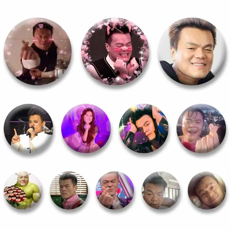Funny Singer J.Y. Park J-Jyp Meme Button Pins Creative Handmade Coin Badge Round Snap-in Brooch on Bag Clothes Jewelry Accessory