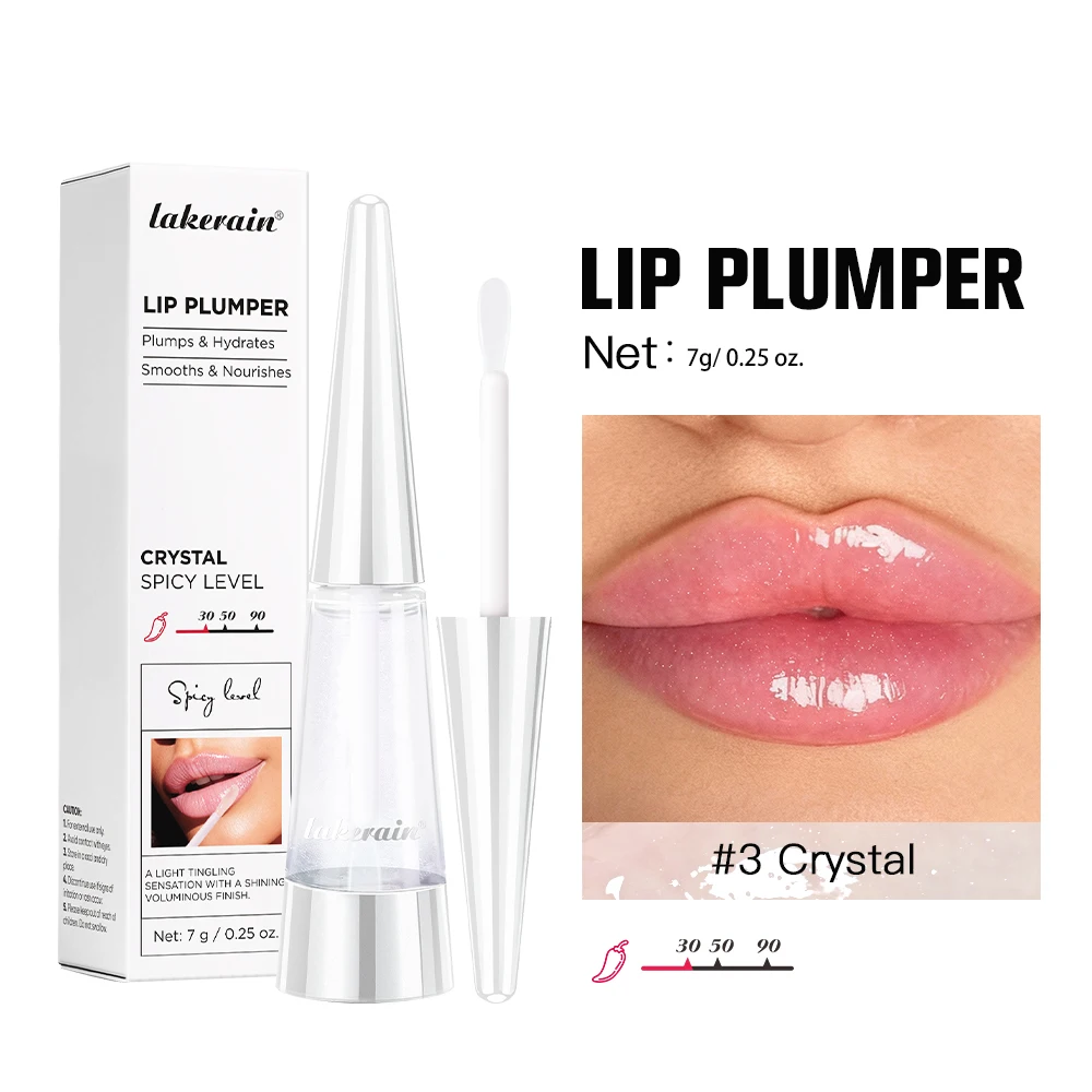 Lakerain Lip Plumper Gloss Öl Langanhaltender Feuchtigkeitsspender Volumenverstärkendes Lippenöl Volumen-Gebend & Hydratisierend Nicht-Austrocknend Aufpolsternd