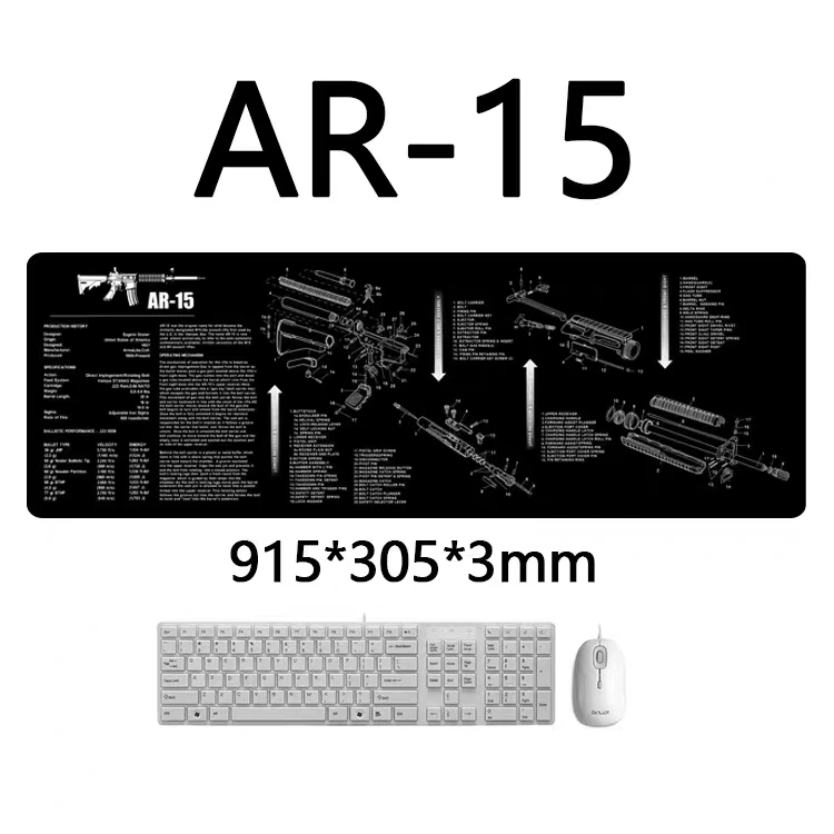 AR-15 AK 47 Remington 870 Gewehr-Reparatur- und Montageunterlage, Reinigungsgummi mit Teileplan und Anleitung, Mauspad – Detail 2