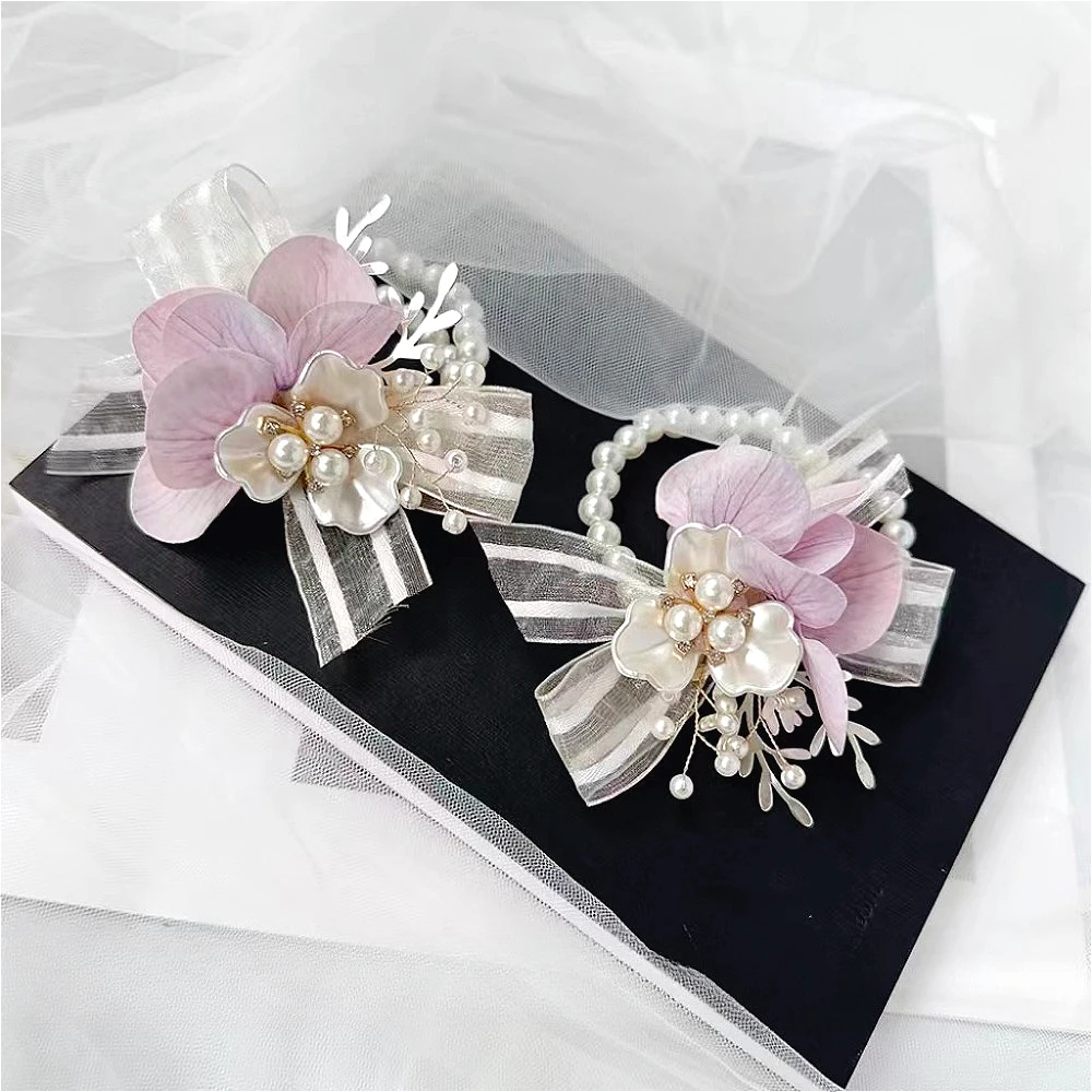 

Wrist Corsage Wedding Bride Bridesmaid Pearl Beaded Bracelet Flower Corsage Wedding Accessories Marriage Party Homecoming