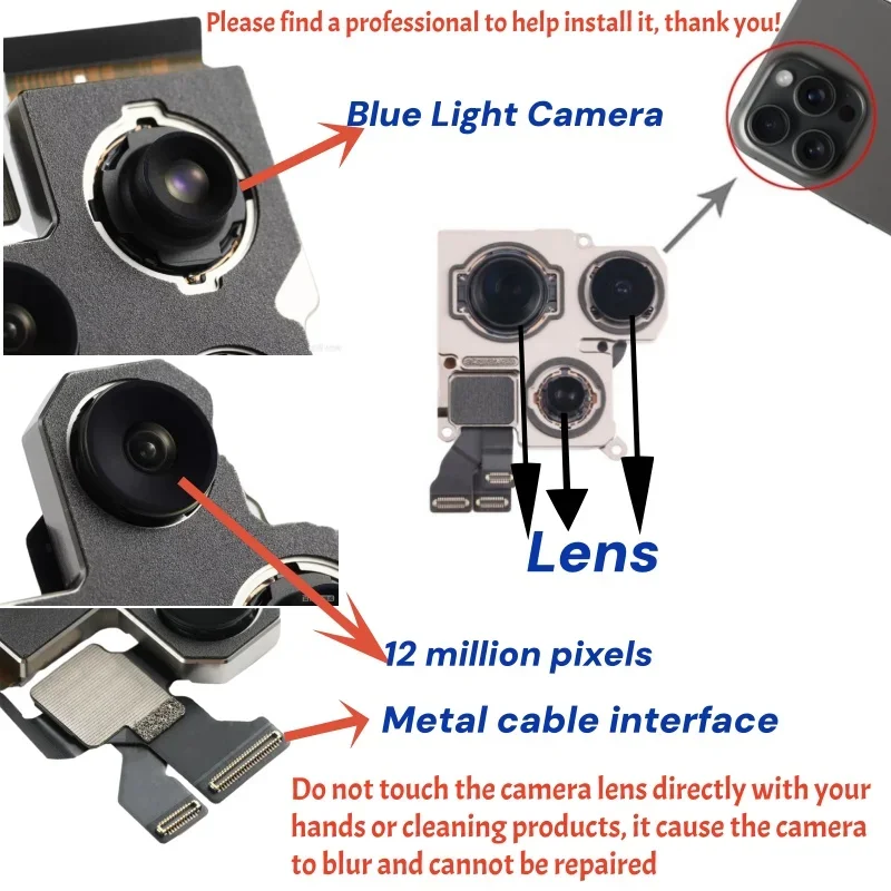 100% Working Rear Camera For iPhone 14 15 16 17 Pro Max 14 15 16 Plus 16E Back Camera With Main Flex Cable Module Replacement