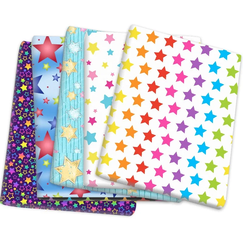 

Five Pointed Star Pattern Thin Version Printed Fabric for Handmade DIY Shirts Skirts Clothing Cloth By The Meter Sewing Material