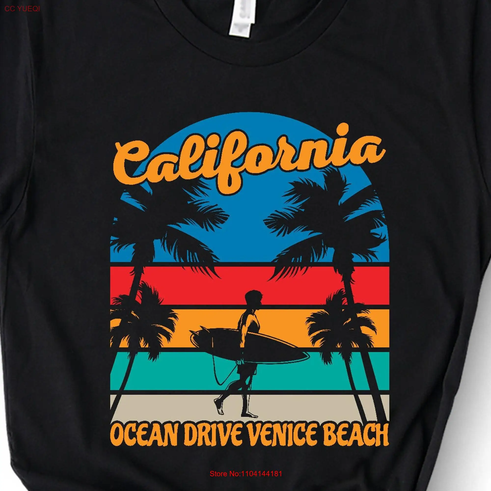 California Ocean Drive Venice Beach Surfing T Shirt Holiday Summer Vibes Surf Vacation long or short sleeves