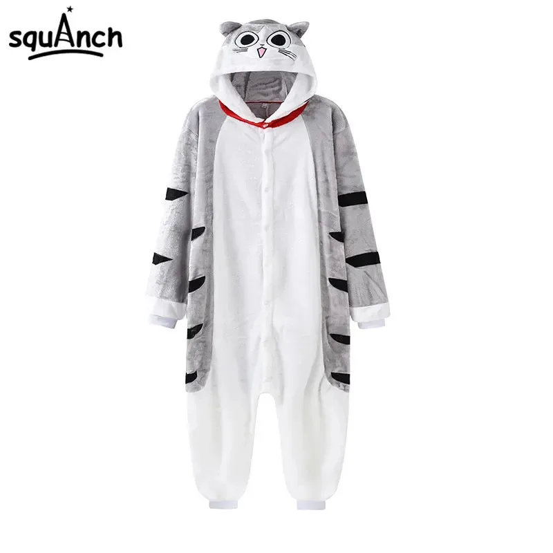 l2025l New Cosplay Kawaii Cat Onesie With Slippers Kitty Pajama Animal Kigurumis Women Girl Adult Overall Winter Warm Soft Homew view 6