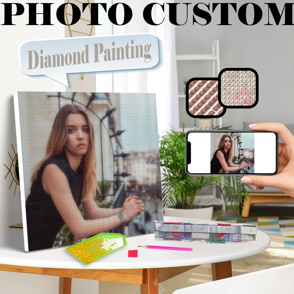 

Photo Custom Diy Personalized Photo Custom Diamond Painting 5d Handmade Full Square/Round Diamond Inlaid Family Photo Art Home D