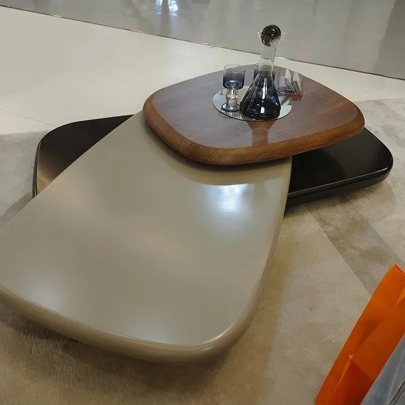 A mechanical suspension rotating coffee table villa designer Italian minimalist solid wood coffee table