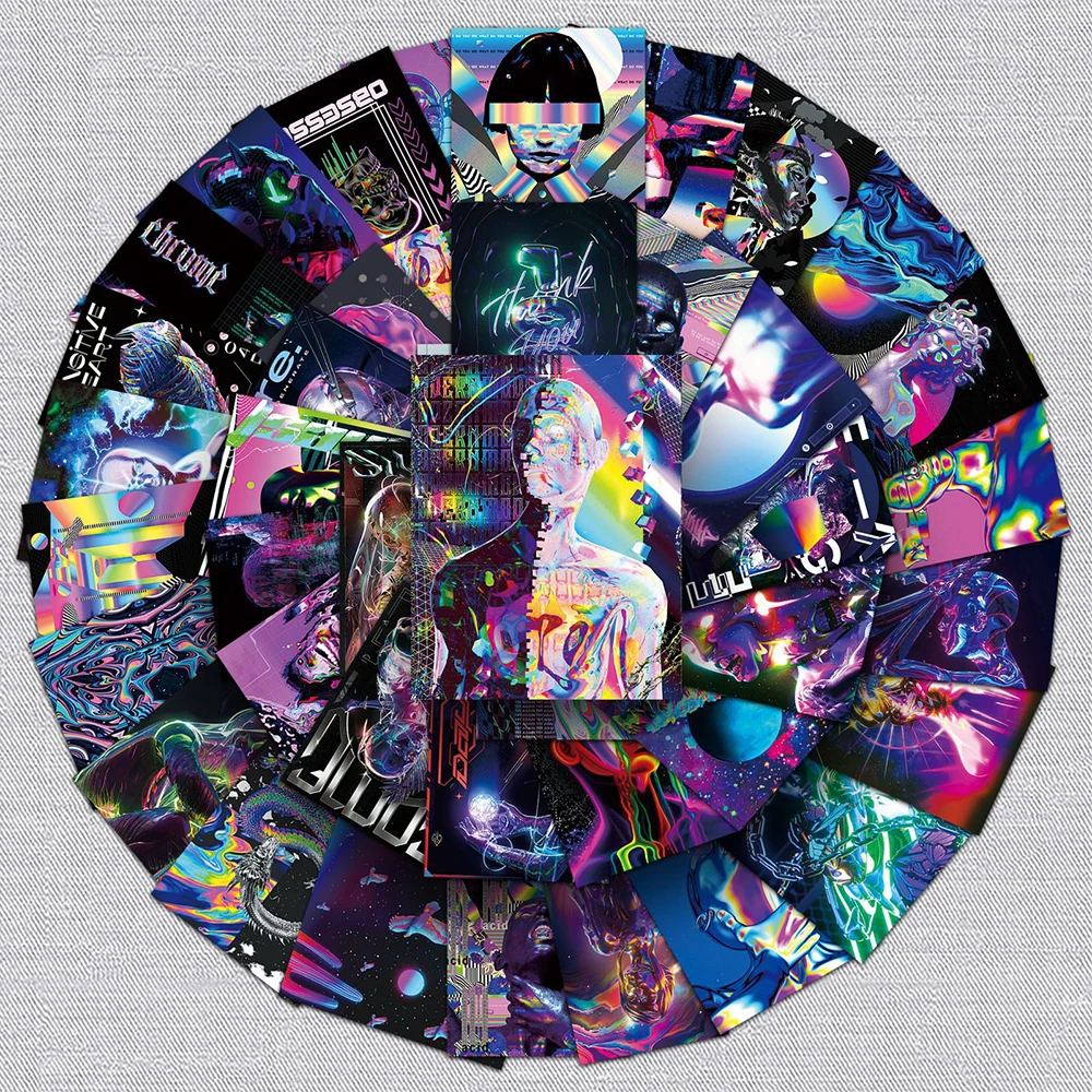 

10/30/50PCS INS Style Cool Trendy Psychedelic Stickers Graffiti Personalized Decorative Mobile Phone Case Waterproof Stickers