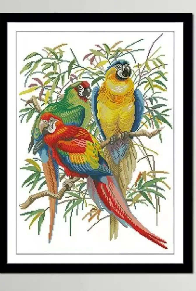 Handmade cross stitch finished product, vertical version of Diamond Parrot, small modern Chinese style, new living room