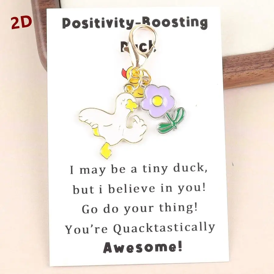 1/5/10/20/50/100pcs of 4 2D Cheering Duck And Sunflower Keychains, a Positive Spirit, Conveying The Beautiful Expectation of Com