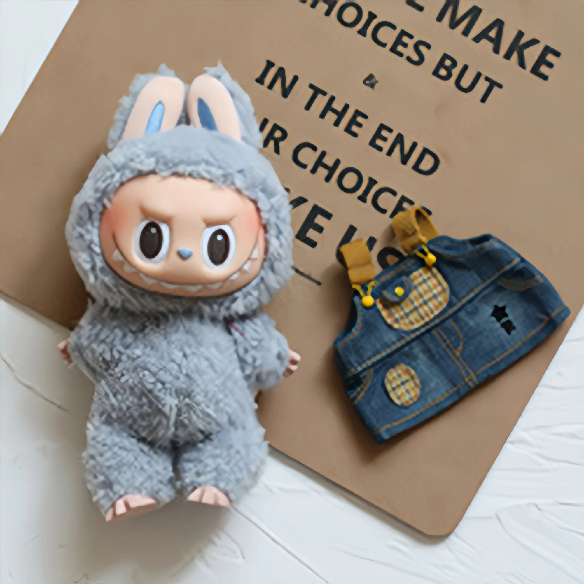 Mini Patch shoulder strap Dress Clothes For 17cm Labubu Clothing Dolls Accessories Cute Decoration