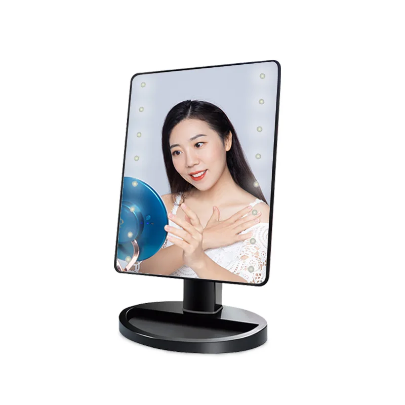 Missmeeca Desktop Led 180 Graden Spiegel Met Instelbare Helderheid Slimme Sensor Swith Spiegel Met Opslagruimte Make-Up Spiegel