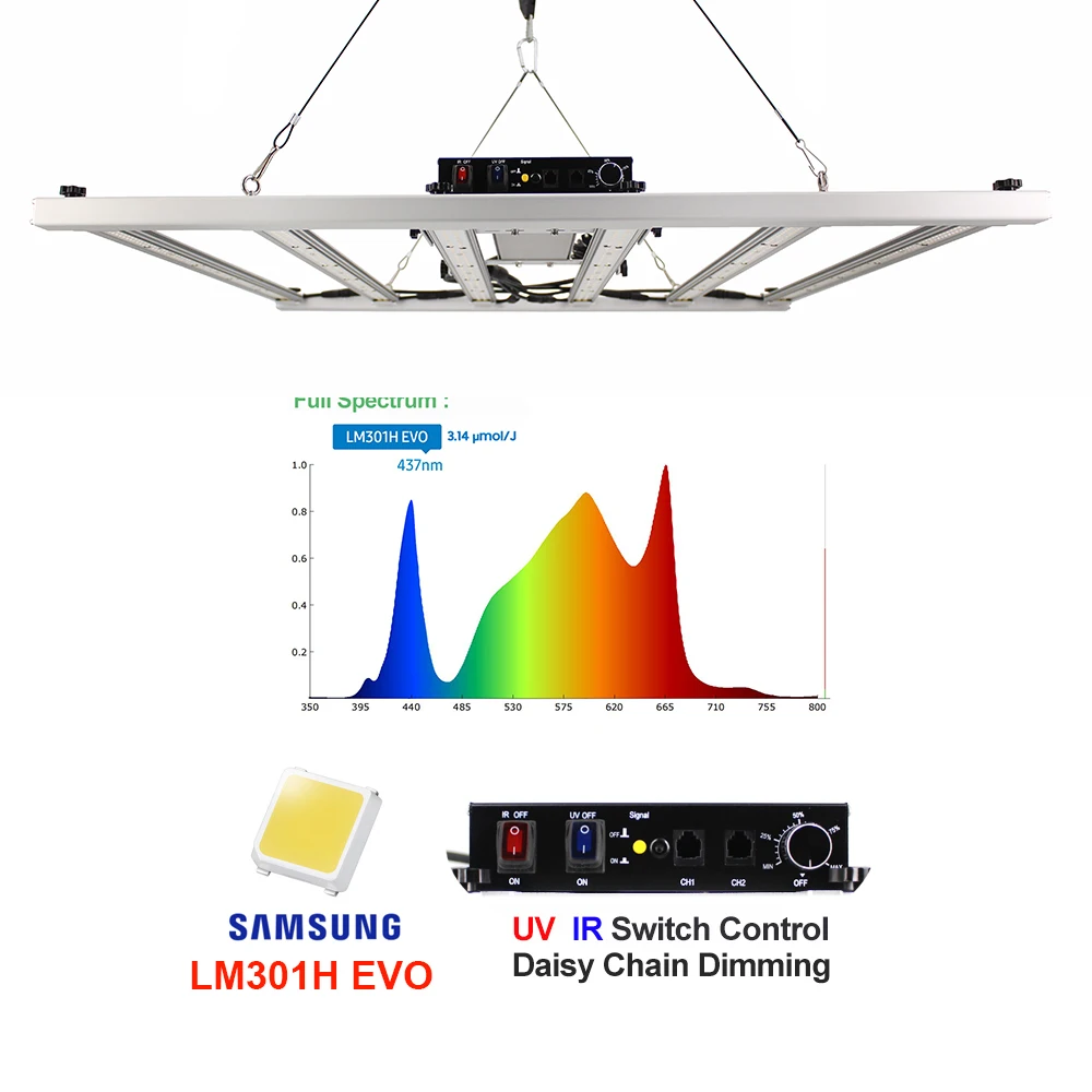 barra de luz de crescimento led 480w evo v5 v6 uv ajustavel mais recente especial 2024 samsung lm301h 01