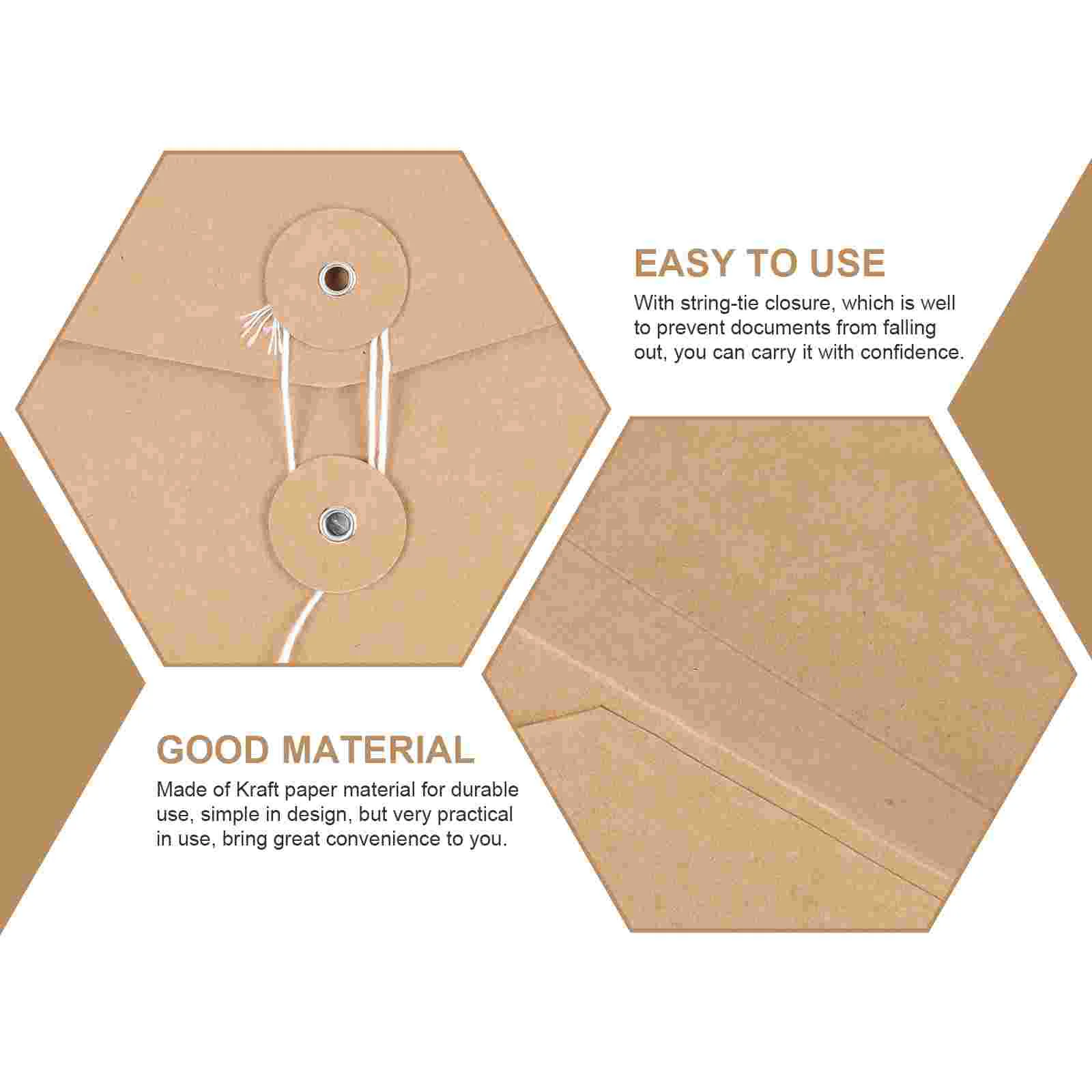 10 Pcs Kraft Paper Bag File Organizer Envelope Fasteners Card Envelopes Document Holder Folder String