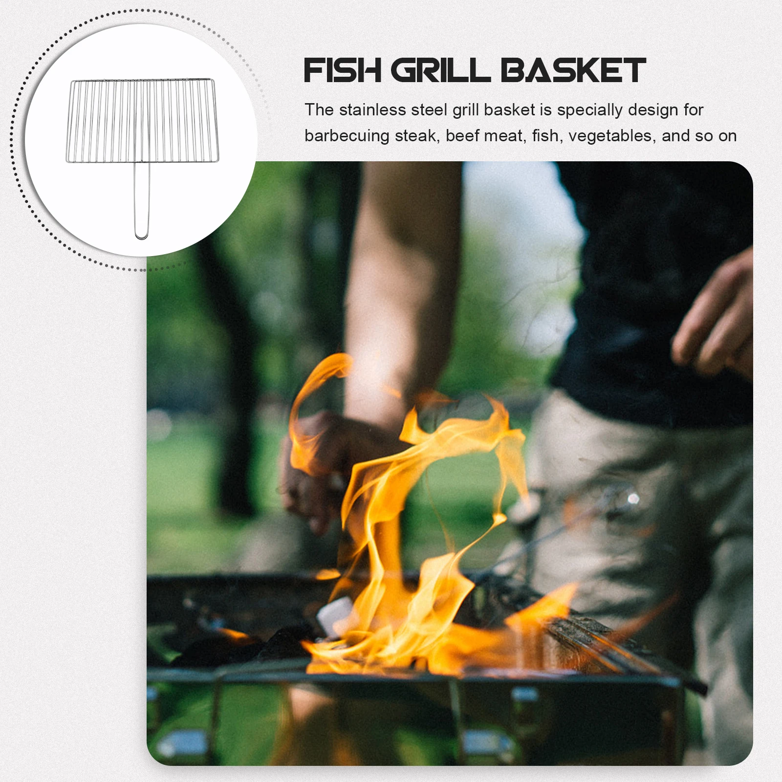 

2pcs Stainless Steel Fish Grill Basket Outdoor BBQ Camping Picnic Grilling Tool Steak Beef Vegetables Strong