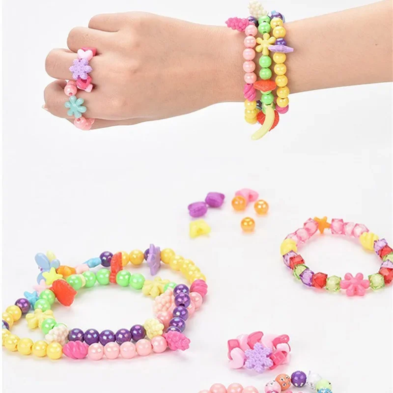 DIY Bracelet Making Kit Jewelry Making Accessories with Beads Handmade Beaded Toy for Girl Pop Beads Art Crafts Educational Toys