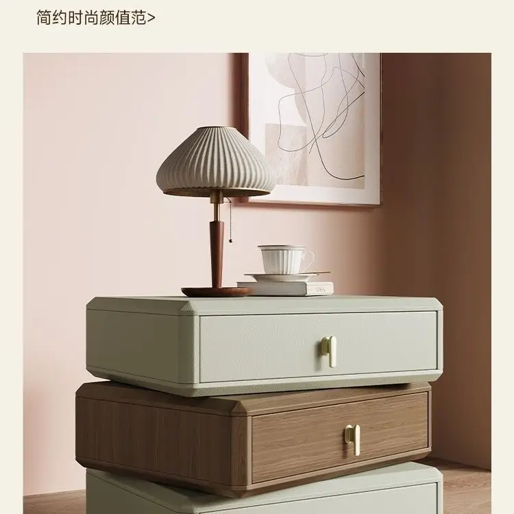 Cream bedroom three-layer rotatable bedside table bedside table simple modern light luxury creative home