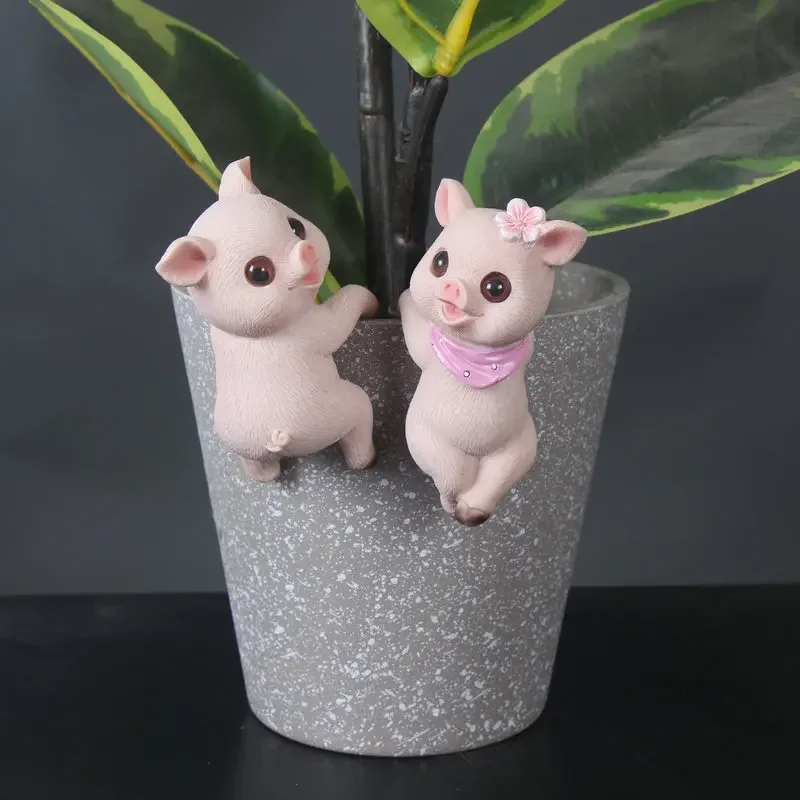 

Cute pig pot hanging outdoor garden creative cartoon animal pot hanging courtyard landscaping flower pot pendant resin ornament