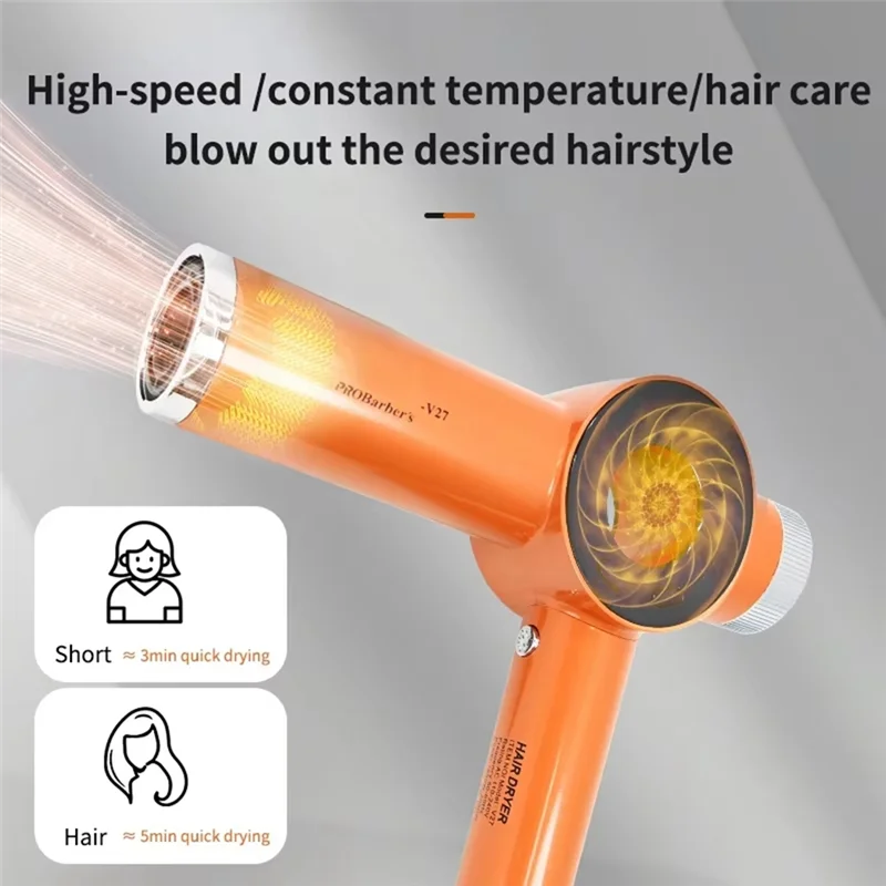 A38T-2025 High-Speed Bladeless Hair Dryer With 120, 000 Rpm Rotation, High Power Professional Hair Dryer With EU Plug Grey
