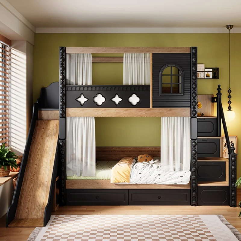 

double-layer all-solid wood upper and lower bunk thickened, high and low do not interfere with each other, siblings, adults
