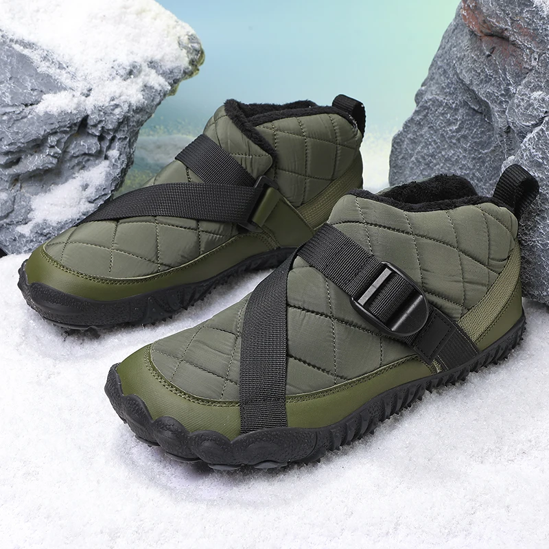 Men Women Winter Snow Boots Water Resistant Quilted Ankle Booties Plush Warm Lining Anti Slip Rubber Outsole for Hiking Walking