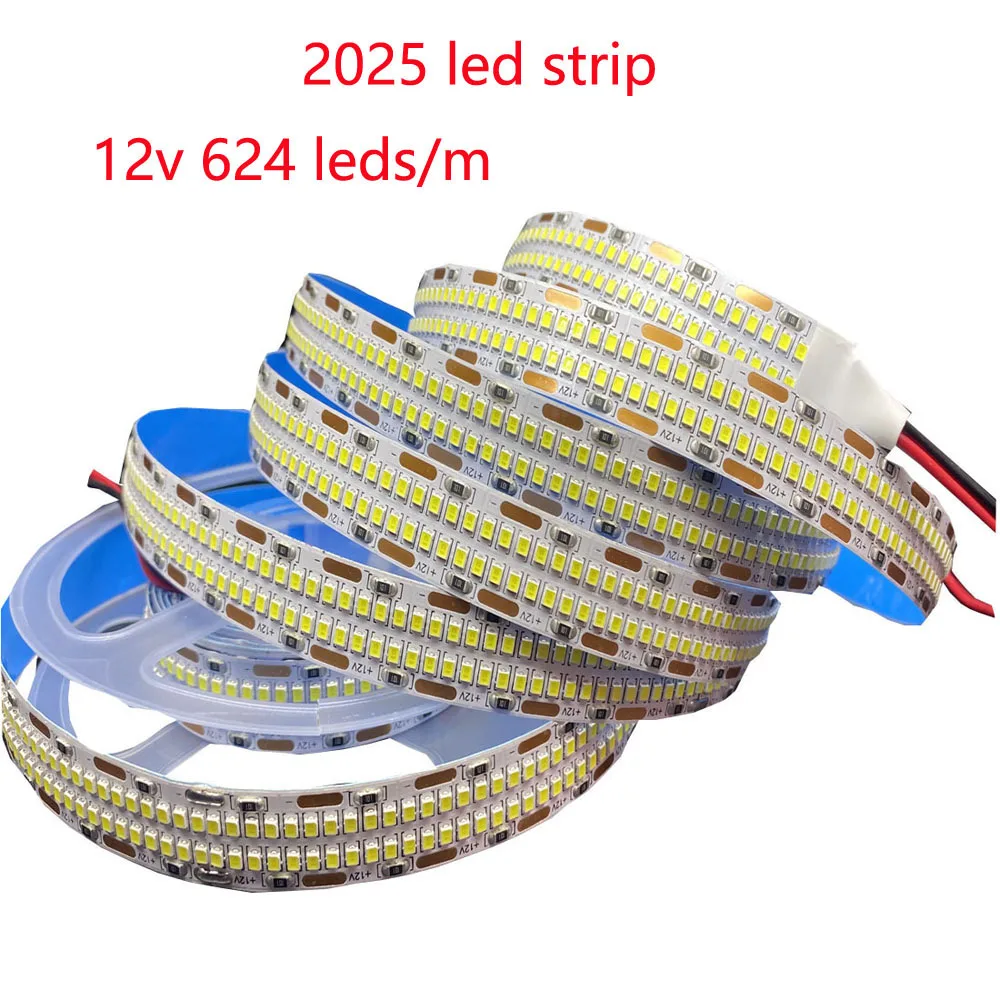 Super jasne 30 W/M 20 W/M 12v 24v 2025 624 leds/m 420 leds/M dwurzędowy pasek Led 10mm 15mm elastyczna taśma Led jaśniejszy niż 2835