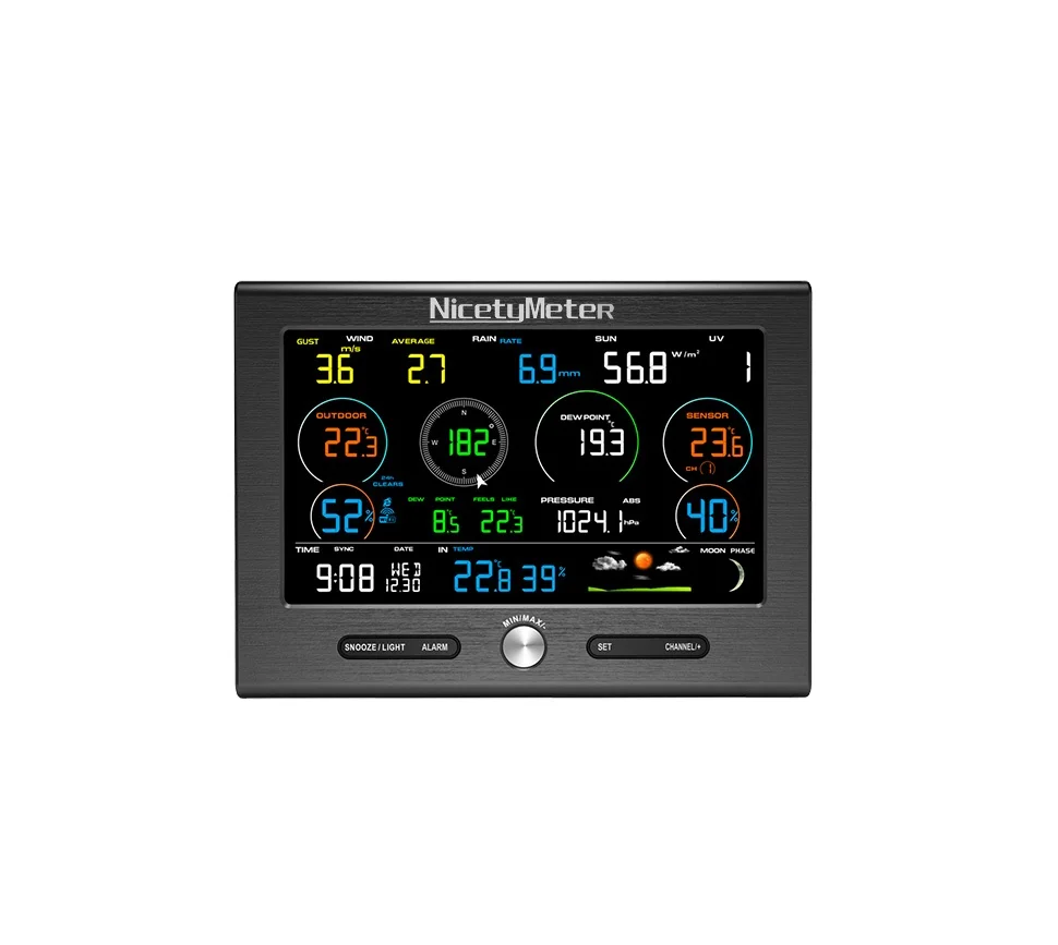 Stazione meteorologica Smart Wifi 0371 con Pm2.5 Pm1.0, igrometro per caffè ABS OEM in carbonio da 10% a 99% funzione Co2 da 0 a 60C