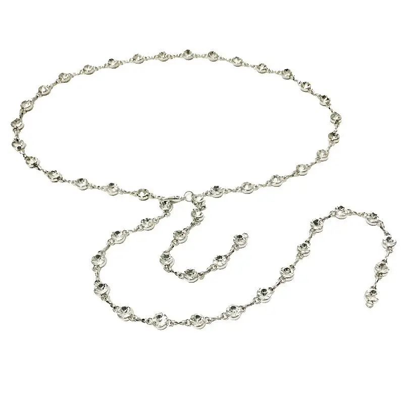 ผู้หญิงคริสตัลเอว High-end Handfeel Fine Diamond Inlay ตกแต่งแฟชั่นเรียงราย Rhinestone เข็มขัด