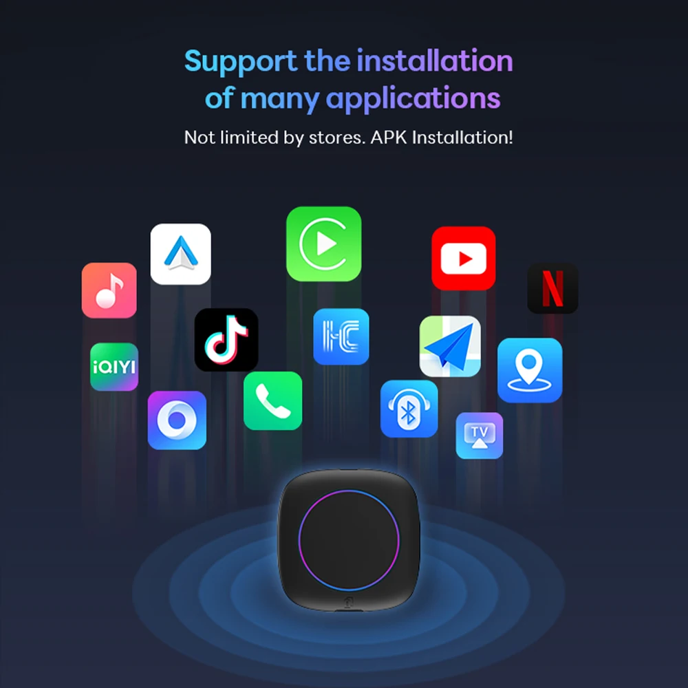 Wireless CarPlay Android Auto Adapter Dongle Android 13 Plug&Play For Tesla Models 3/Y/X/S-YouTube Netflix Video Player