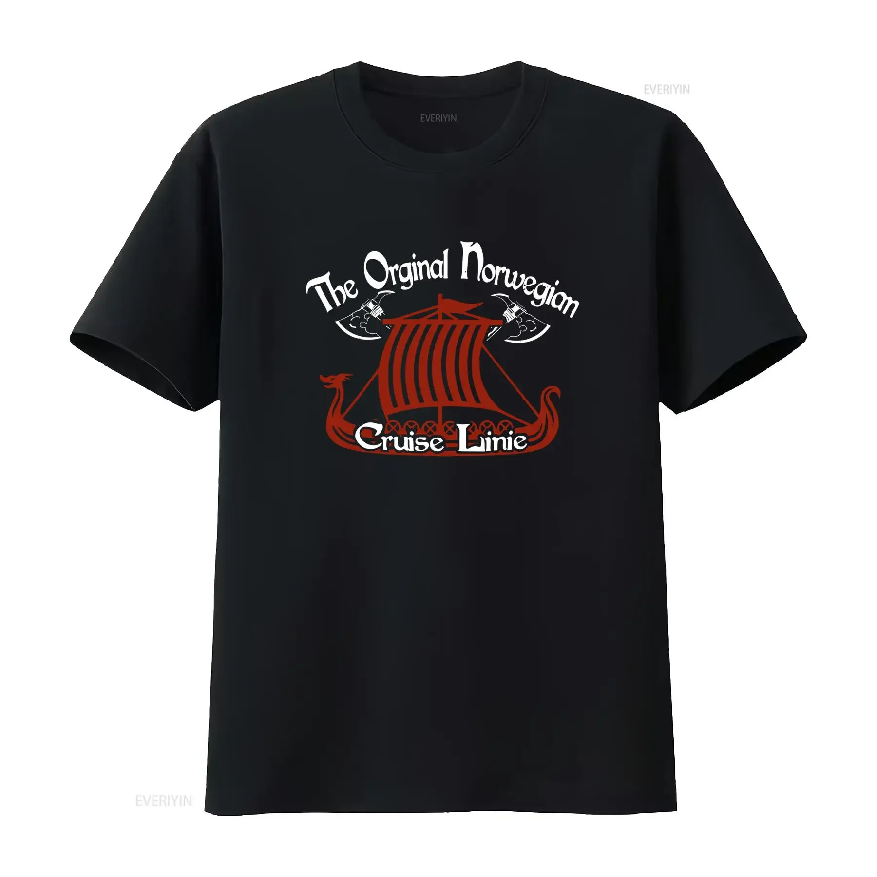 Camiseta Wikinger La Original Norwegian Cruise Linie Nordic Viking Wear Cuello Redondo Casual Tejido Ligeramente Elástico