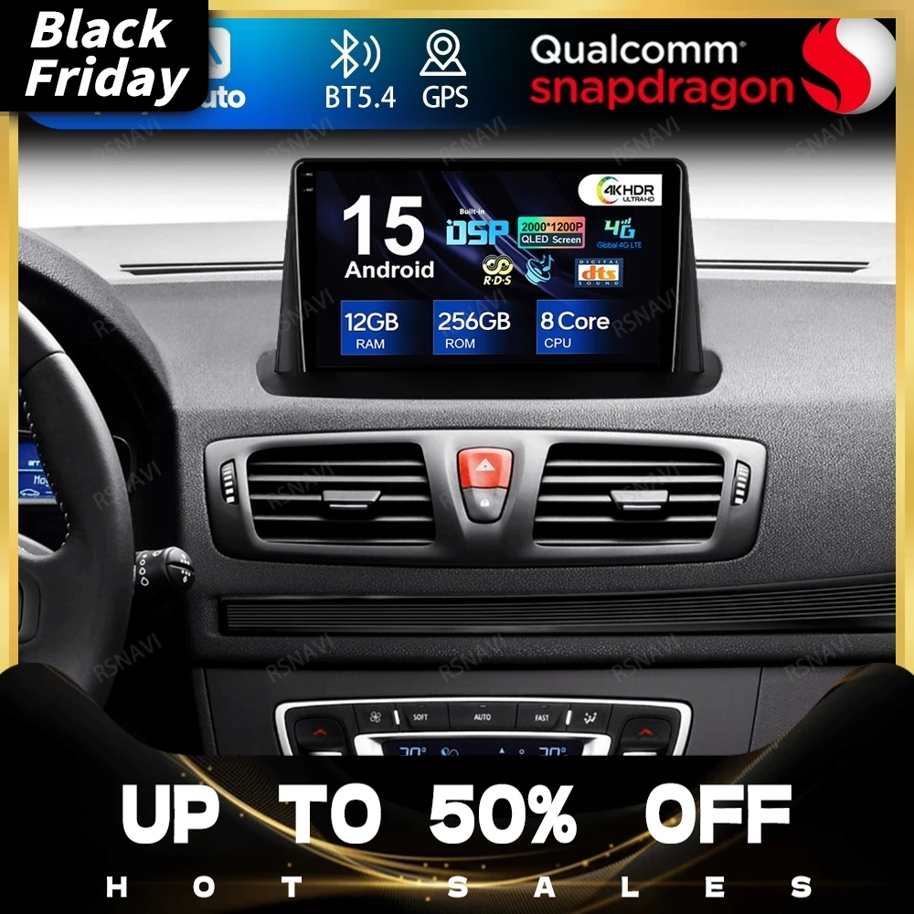 

Android 15 For Renault Megane 3 Fluence Samsung SM3 2008 - 2014 4G LTE Car Radio 5G WIFI Navigation Wireless Carplay Auto BT GPS