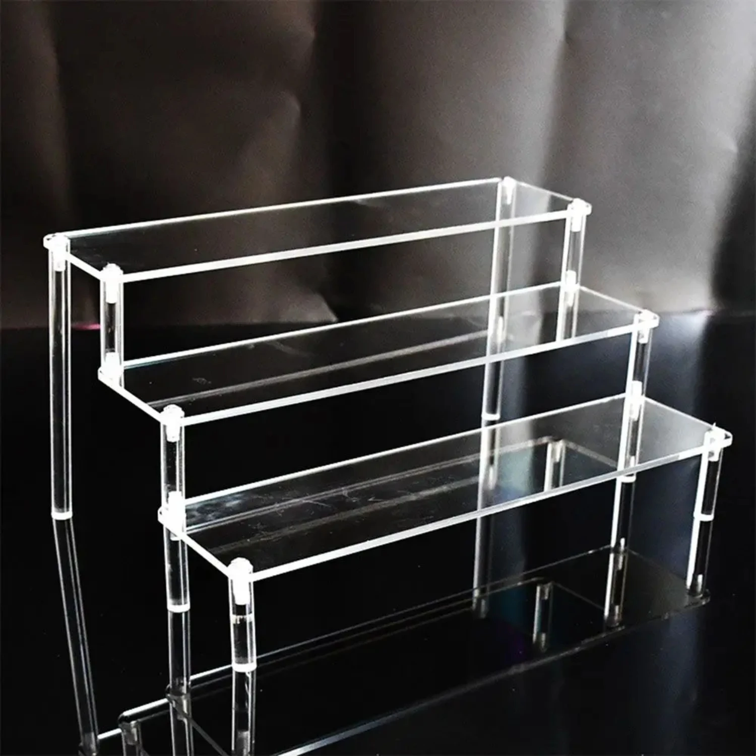 

Acrylic Display Stand Pottery Rack Doll Clay Figurine Display Stand Transparent Ladder Makeup Organization Shelf