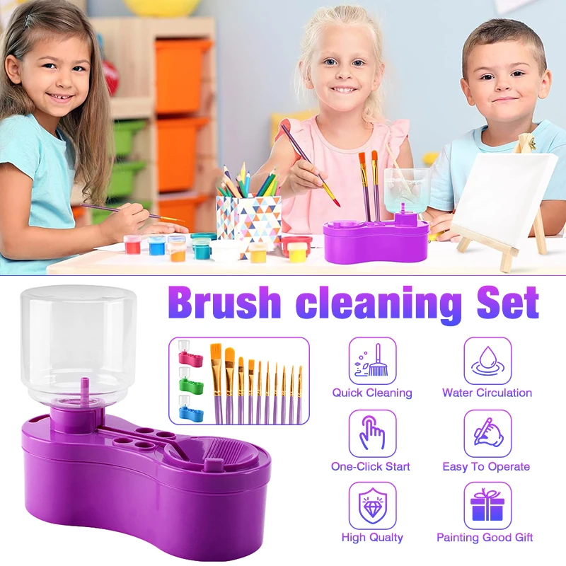 Paint Brush Cleaner Painting Supplies With Drainage And Brush Holder Tool For Acrylic Watercolor Water-Based Coating  Kid Gift