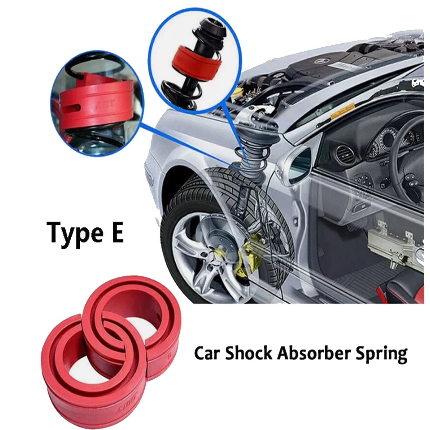 Car Buffer Shock Absorber Car Spring Buffers Coil Red Rubber Buffer For Cars Springs Cushion Buffering Auto Goods