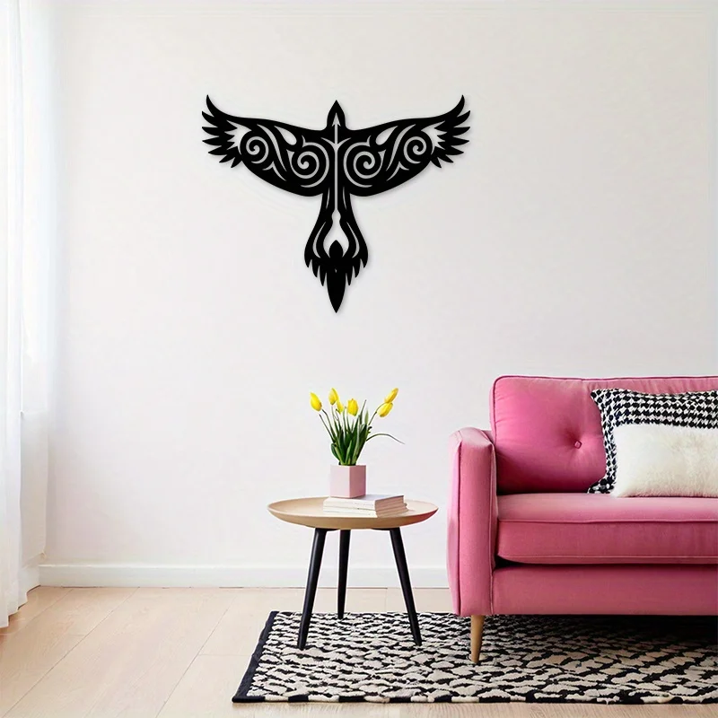 Tribal Eagle Metal Wall Art, Celtic Pattern Bird Silhouette Iron Wall Sculpture, Indoor & Outdoor Black Decor Plaque