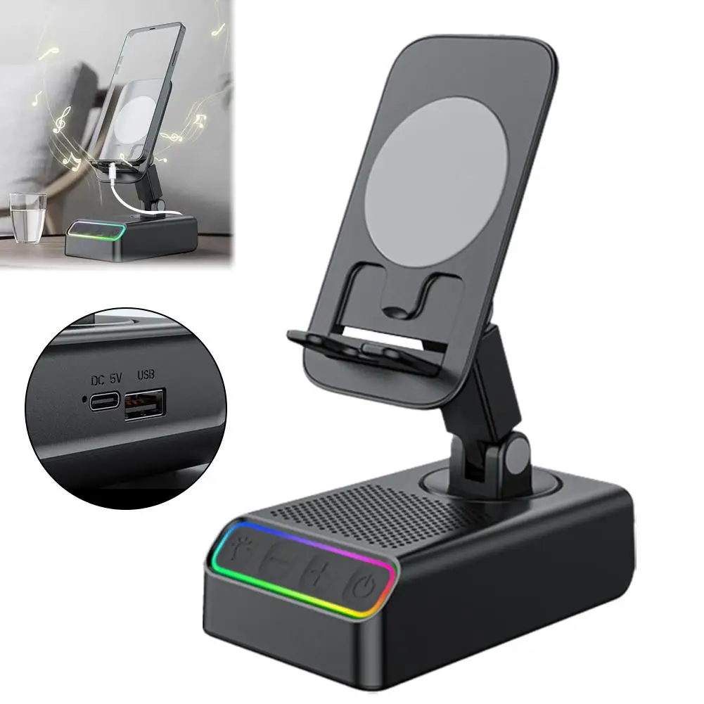 

New Cell Phone Holder Stand With Bluetooth Speaker Bracket Tablet Lazy Support Portable Desktop Live Adjustable Speaker Wir W3U2