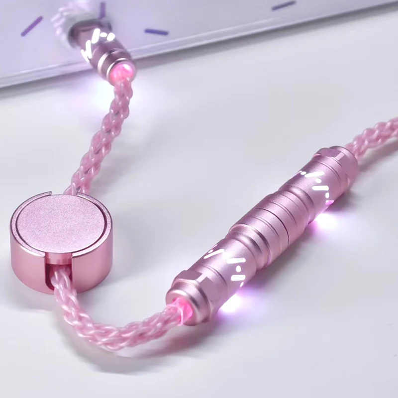 Hiomu Aviation Plug-in Cable Luminous Hollow RGB Single Crystal Copper Customized 8K Magnetic Axis Keyboard Charging Cable 1.5m