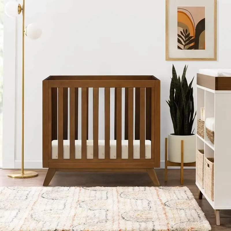 3-in-1 Convertible Mini Crib with 4