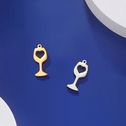 EUEAVAN 5pcs Wine Coffee Cup Bottle Pendant Stainless Steel Charms for Necklace Earrings DIY Jewelry Making Supplies Wholesale