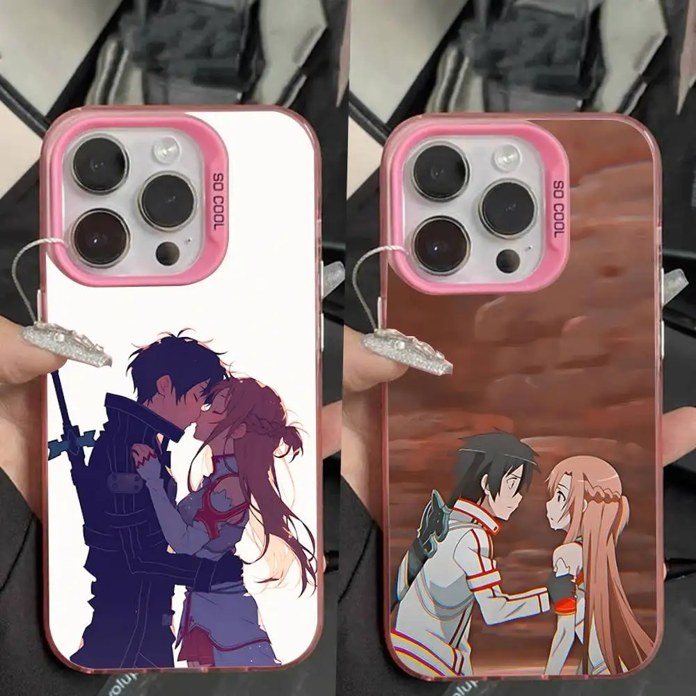 

S-Sword Art O-Online Phone Case For iPhone 16,15,14,13,12,11,Pro,Max,Plus,Mini,XS,SE Anti Fall Pink Matte Hard Bumper