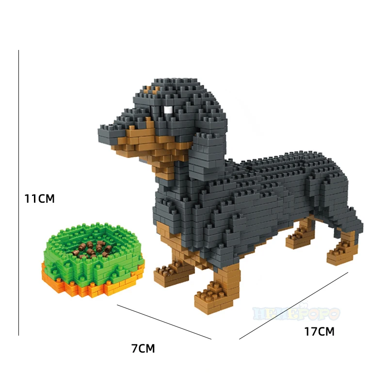 Cartoon Animal World Dachshund Building Blocks Set Cute Pet Dog 3D Model DIY Mini Diamond Bricks Children\'s Education Toys