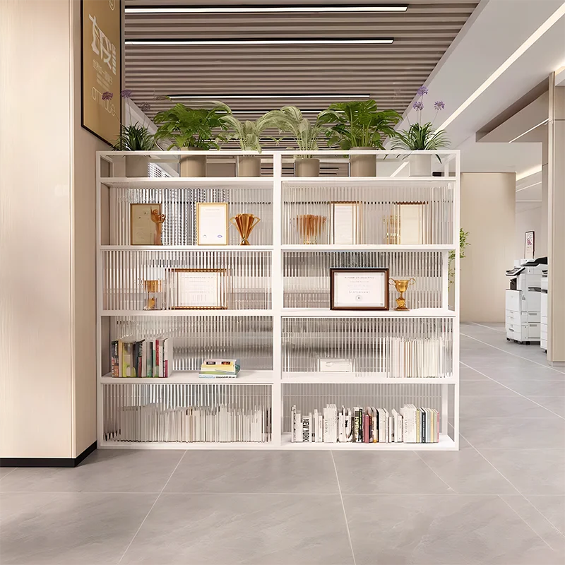 Glass Partition Shelf Office Area Green Plant Flower Stand Screen Partition Cabinet Workstation Double Sided File Short Cabinet