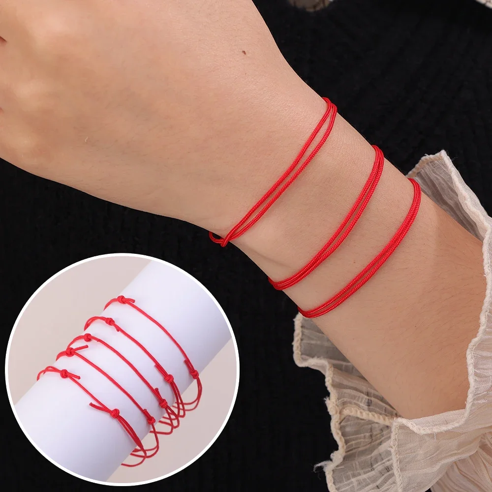 4/50pcs Braided Red String Bracelet Women Men Adjustable Simple Rope Braided Bracelets for Good Lucky Handmade Couple Jewelry