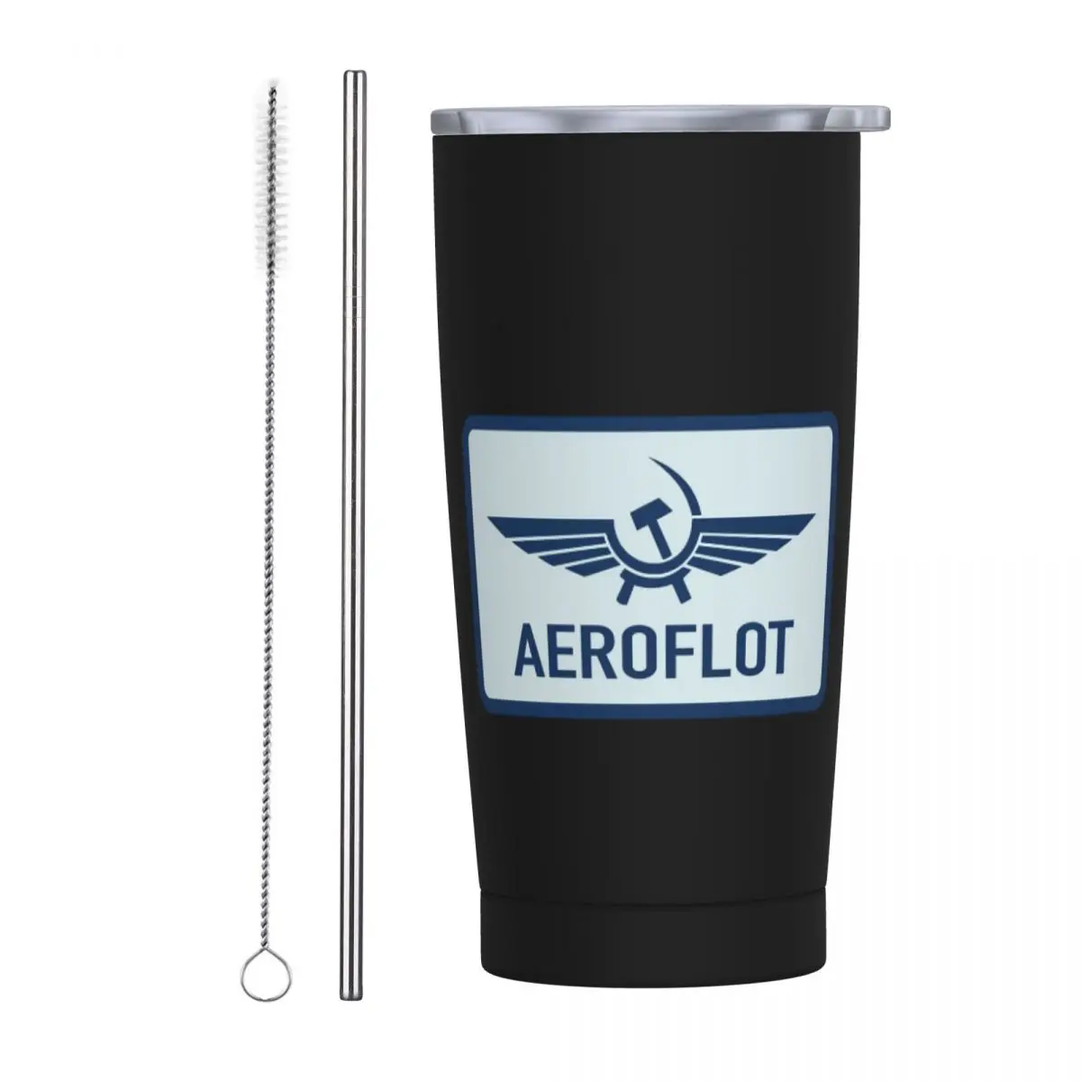 Aeroflot Aviation Russe Pilote Aerospace Aviateur Stainless Steel Tumbler Vacuum Insulated Mugs Thermal Cold Cups Straw With Lid