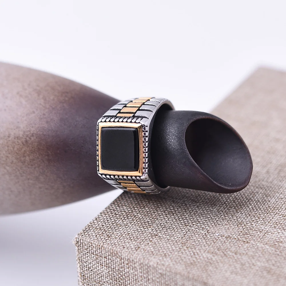 New 316L stainless steel high-quality agate ring, classic, trendy and fashionable