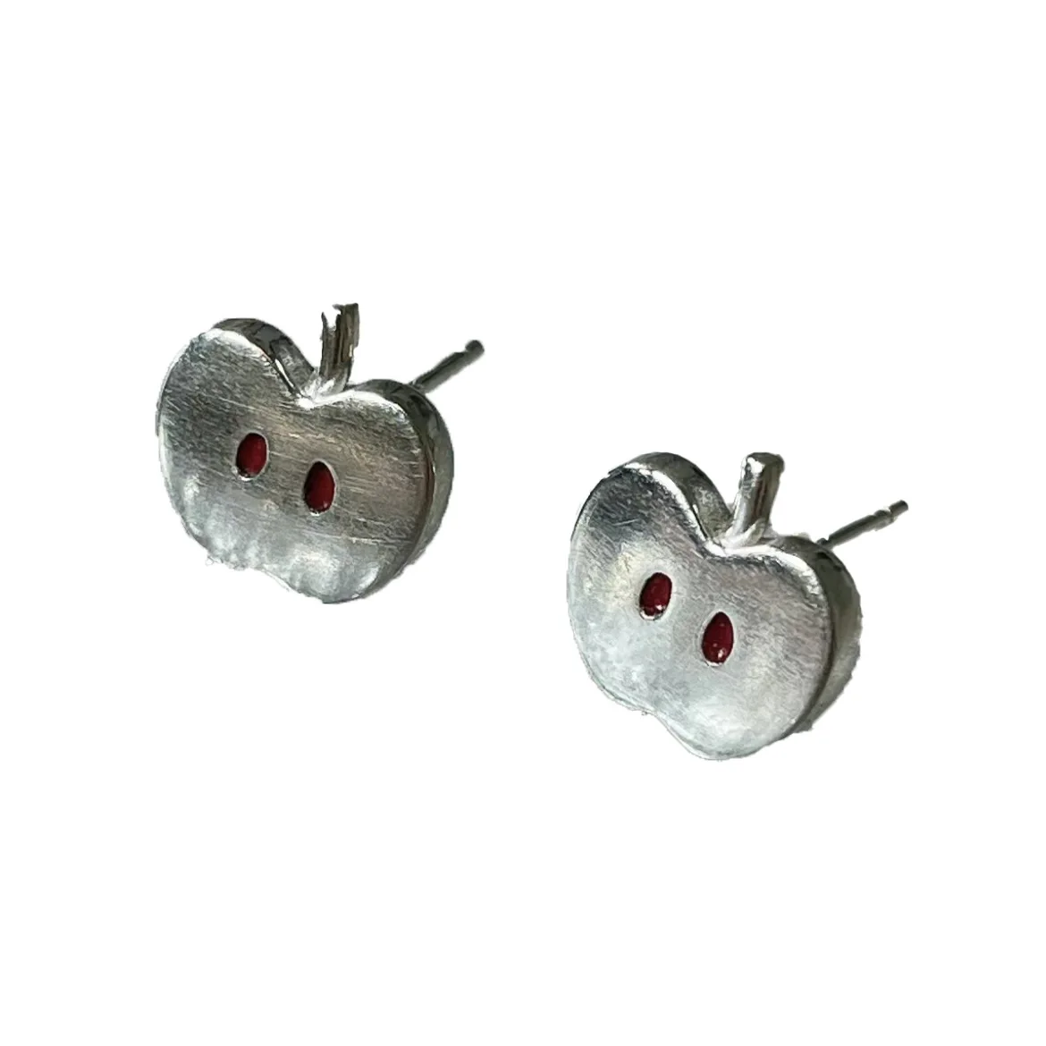 The Exterior Is Red and Hot While The Interior Is White and Beautiful Half Cut Apple Earring Are Fashionable Small and Exquisite