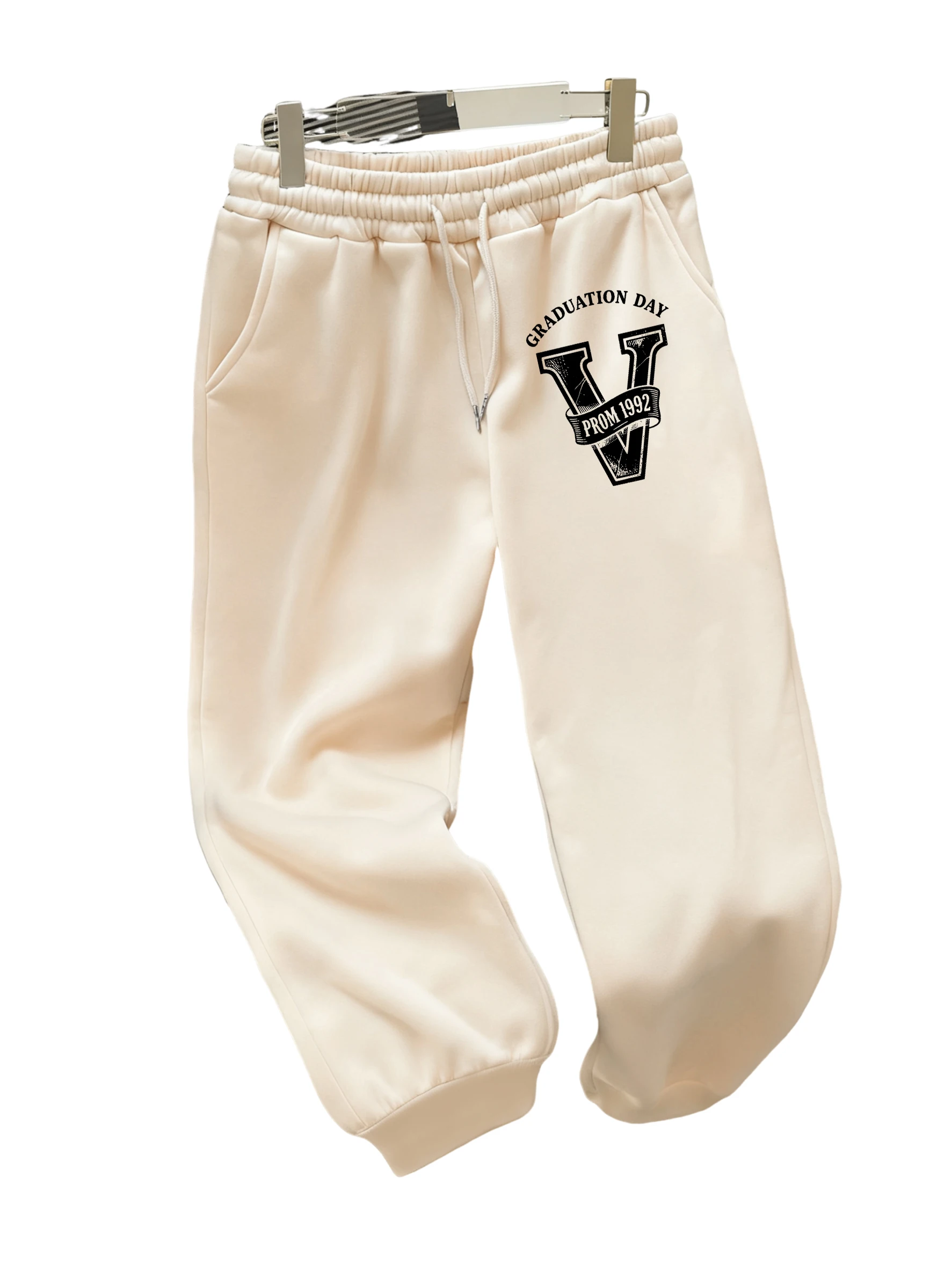 卒業式の日レター V クリエイティブプリント女性用ジョギングカジュアルパンツ多用途ポケットパンツファッションストリートスウェットパンツユニセックス