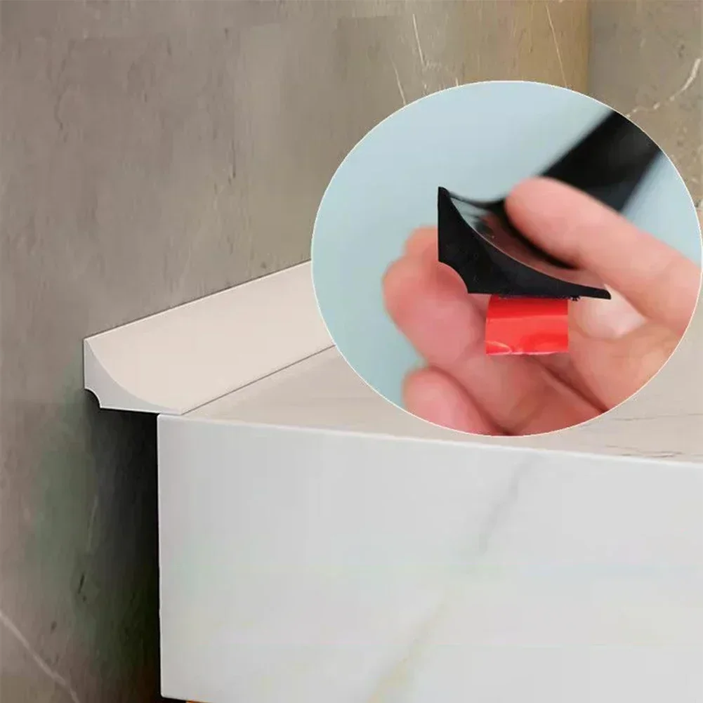 Silicone Water Stopper Strip Bathroom Water Stopper Shower Barrier Kitchen Countertop Retaining Waterstop Dry&Wet Separation