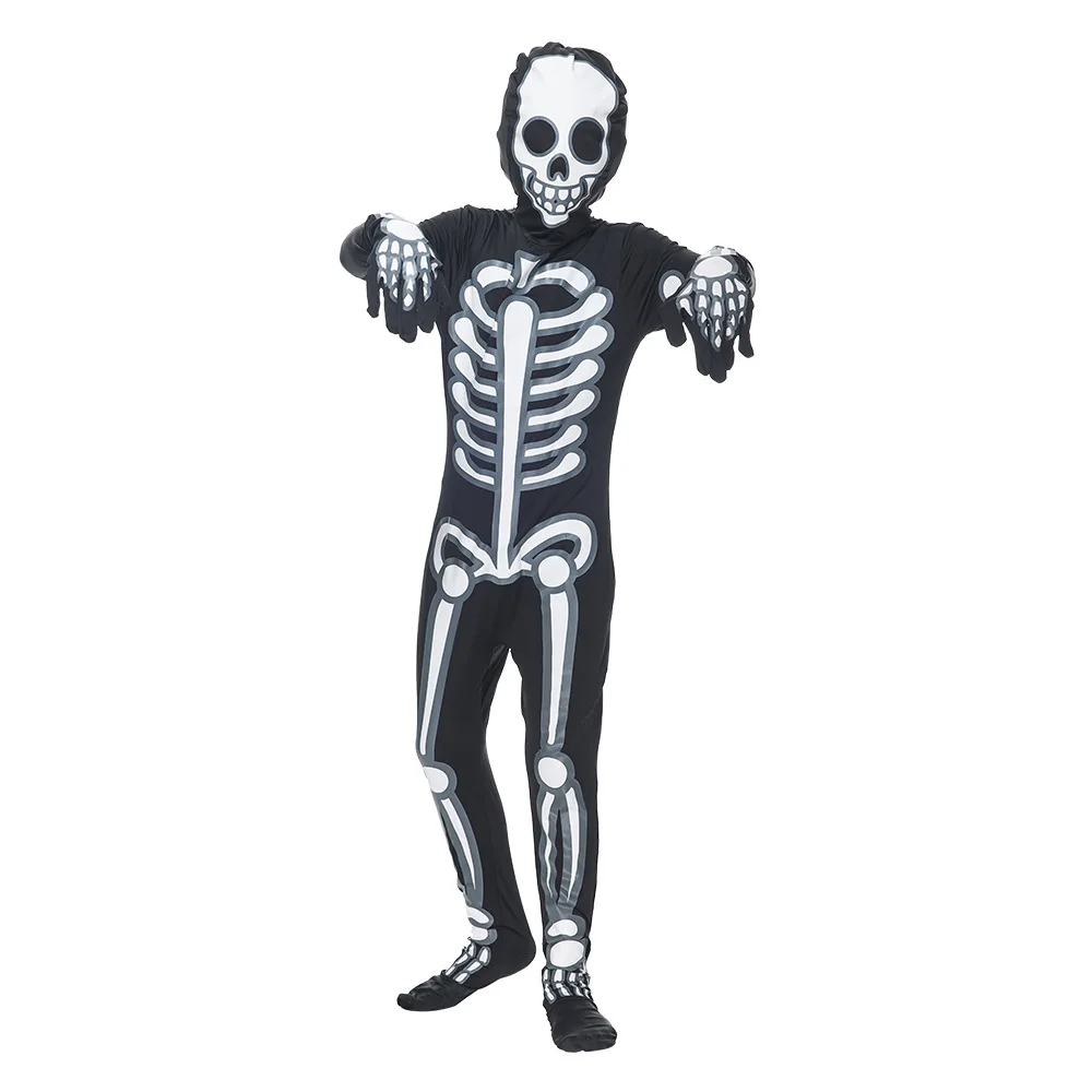 

Kids Halloween Skeleton Costume for Children Boy Girl Ghost Jumpsuit Glow in The Dark Carnival Party Stage Show Wear School