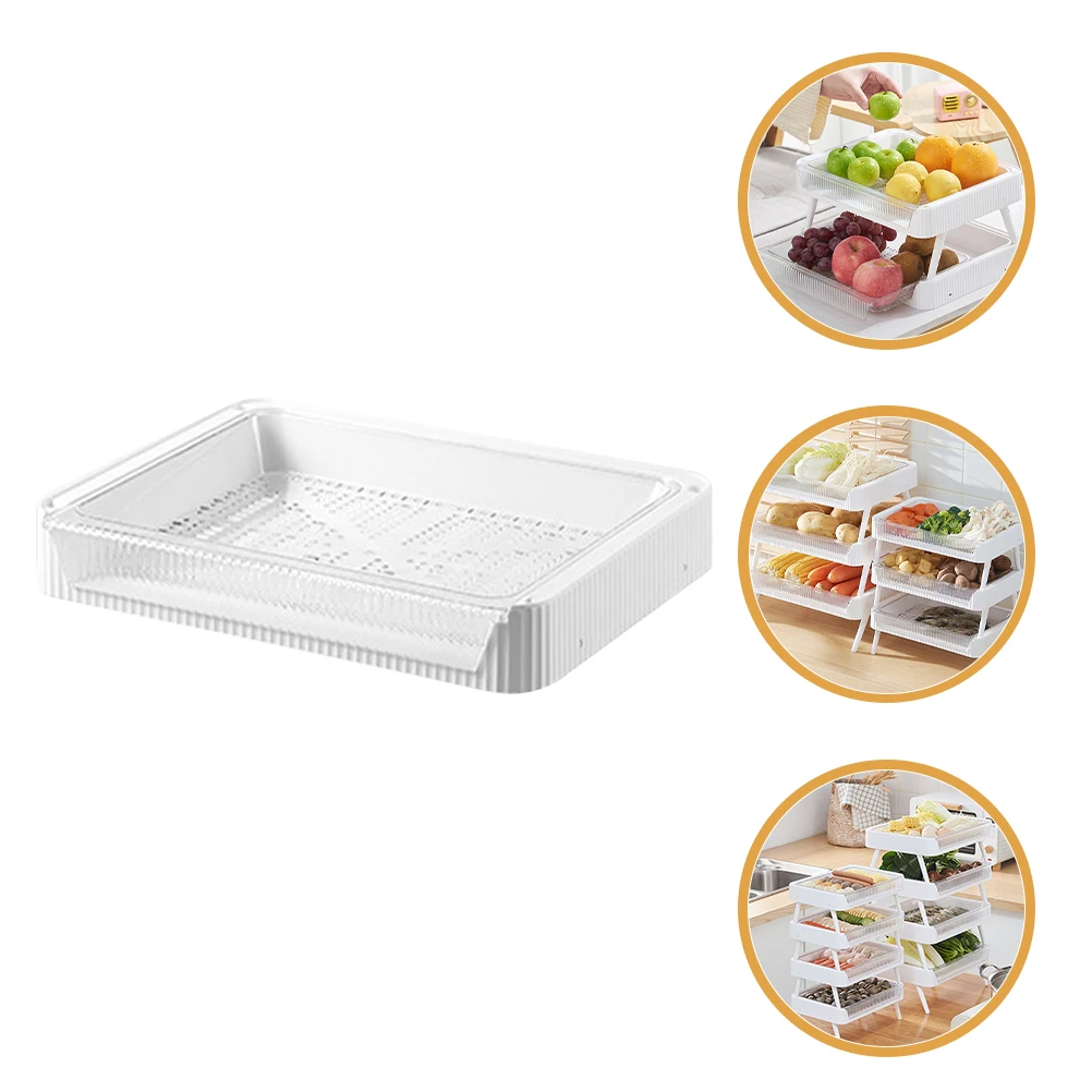 

Vegetables Foldable Draining Tray Hot Pot Plate Collapsible Dish Basin Clear Food Pans