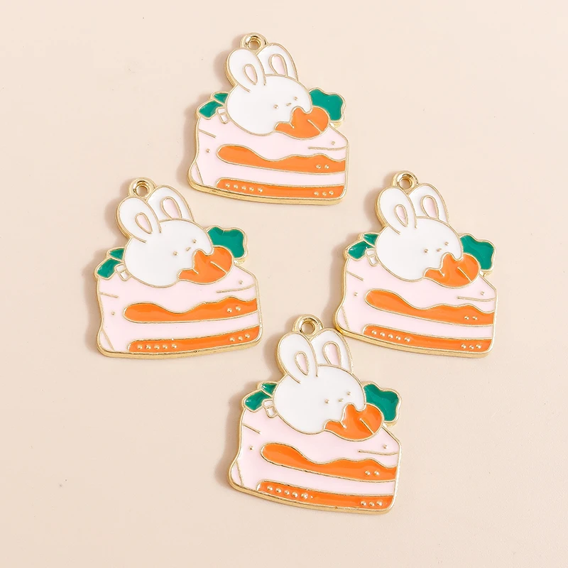 10pcs Enamel Mini Rabbit Charms for DIY Jewelry Making